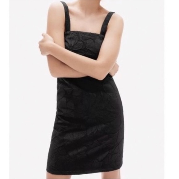 J. CREW Convertible Strap Embossed Floral Black Dress NWT - Picture 2 of 15